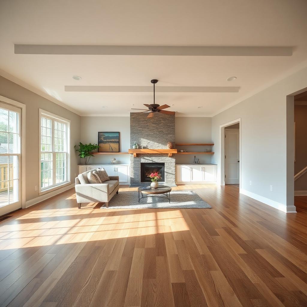 Hardwood flooring installation in a bright Lawrenceville living room